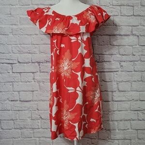 Signature By Robbie Bee Red Floral Off Shoulder Dress Small NWT